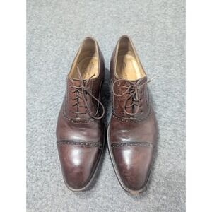 Santoni Shoes Mens 10 D Brown Leather Oxfords Preppy Brogue Quiet Luxury